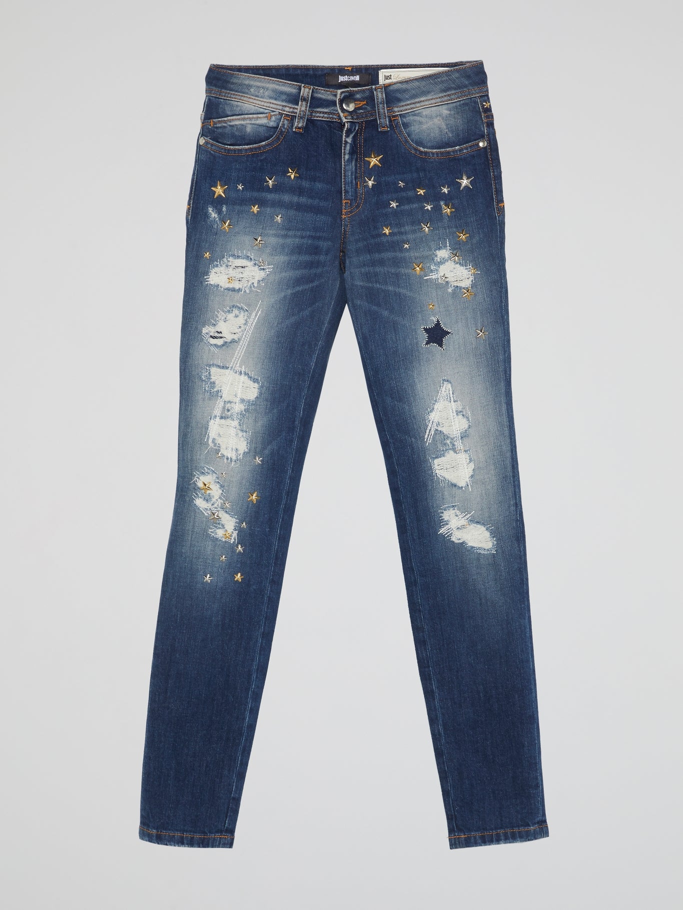 Star Embellished Distressed Jeans
