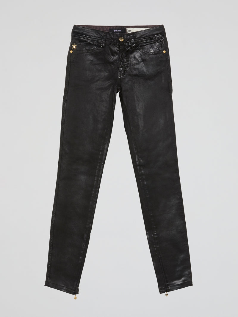 Black Glossy Slim Fit Jeans