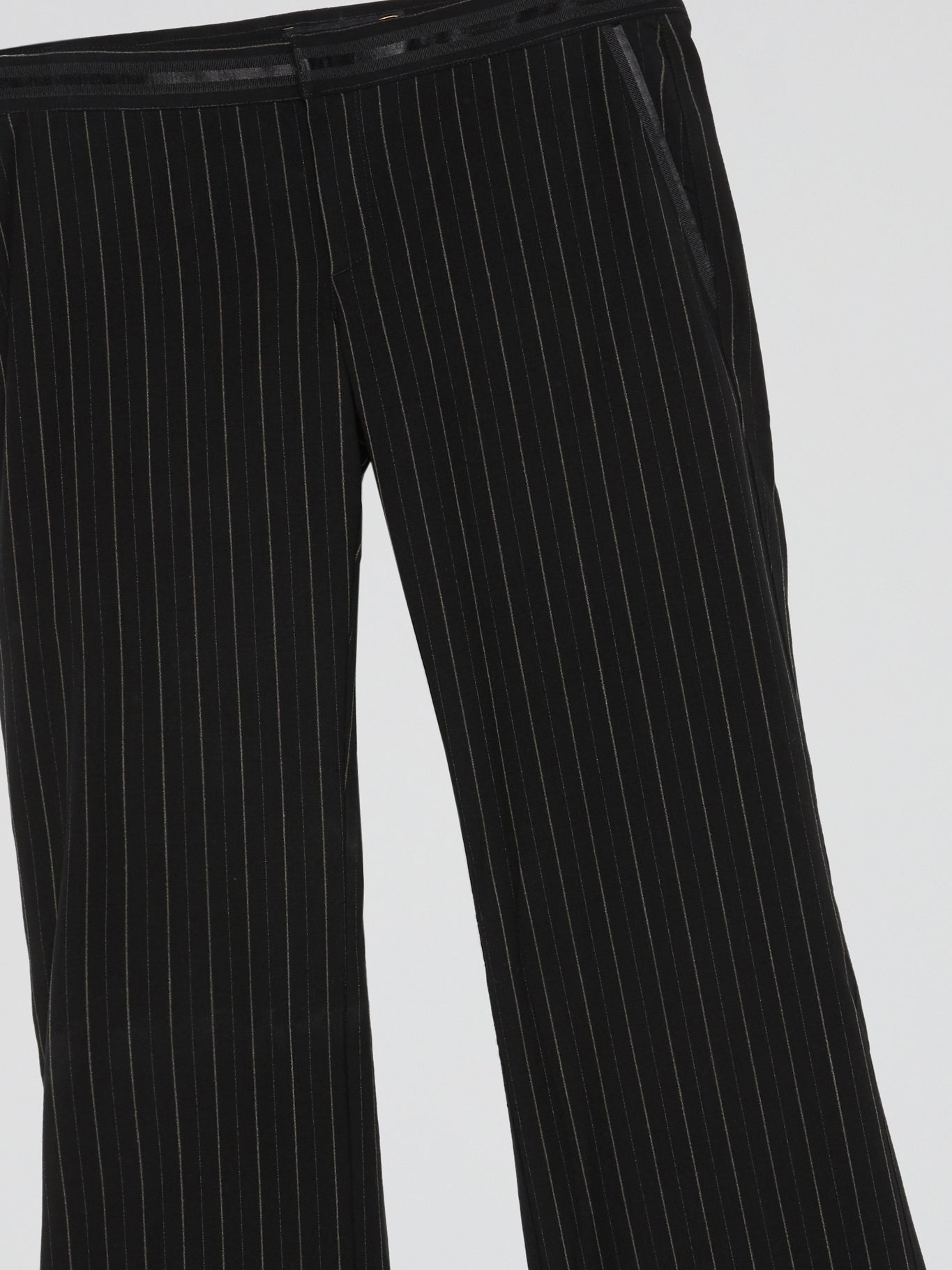 Black Pinstripe Slit Pants