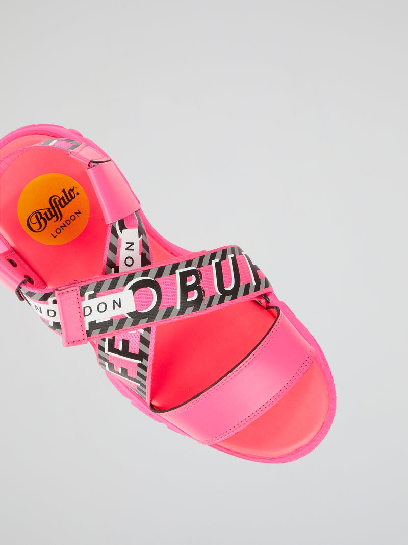 Neon Pink Cross Strap Sandals