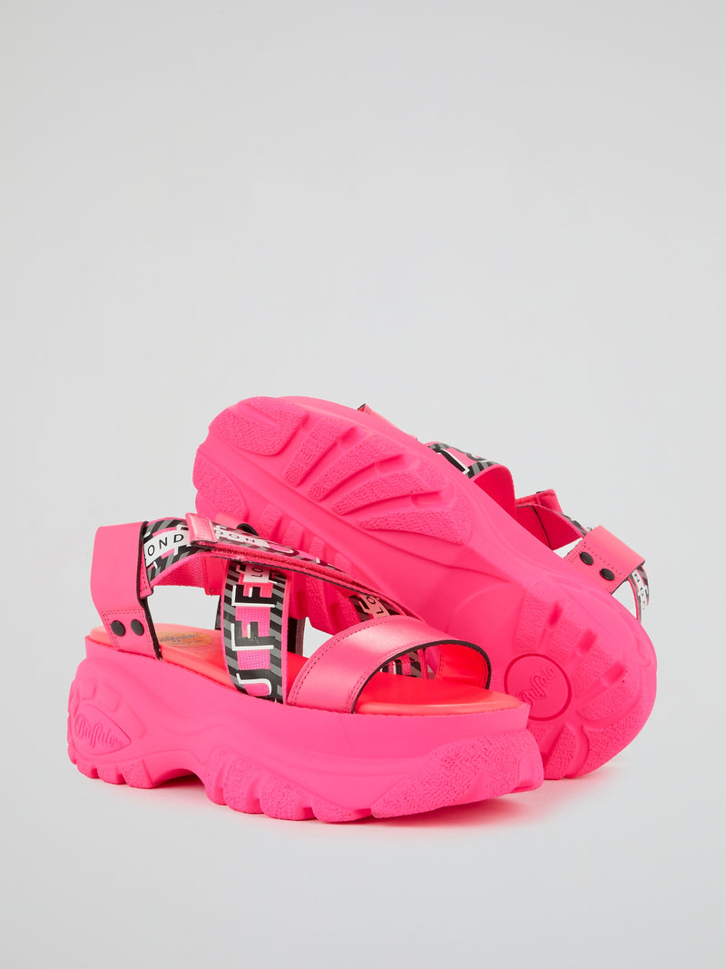Neon Pink Cross Strap Sandals