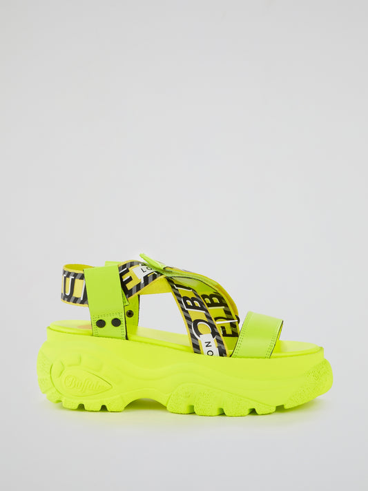 Neon Yellow Cross Strap Sandals