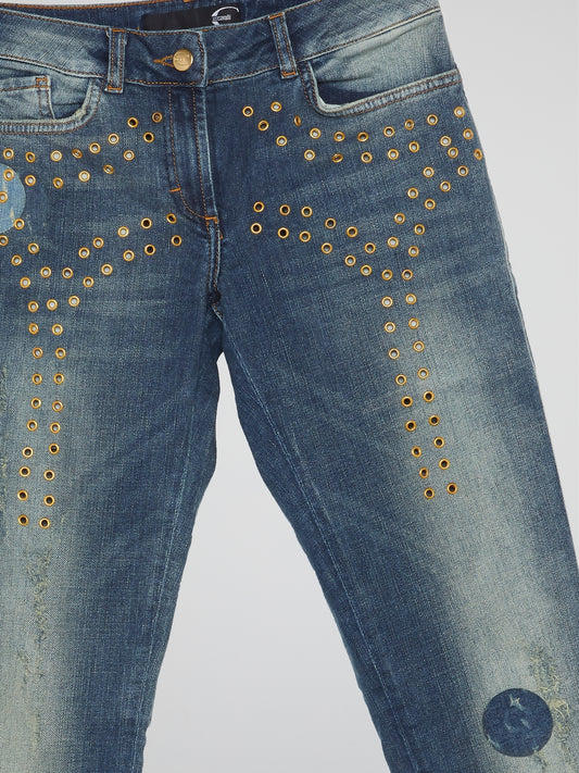 Perforated Denim Jeans