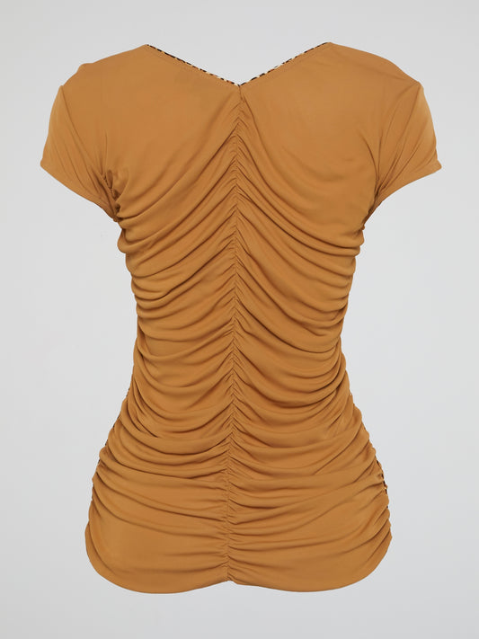 Brown Ruched Top