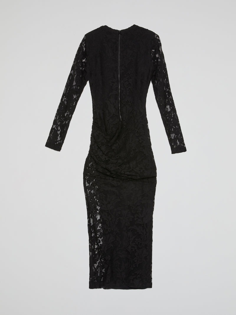 Black Paisley Lace Midi Dress