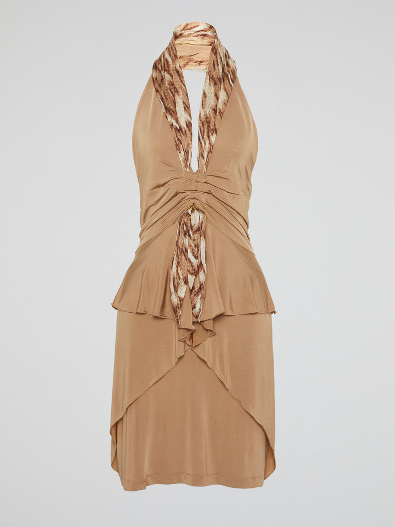 Brown Halter Neck Dress