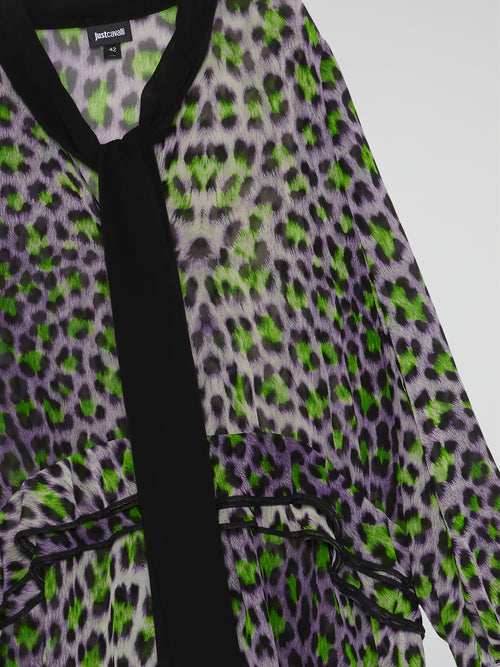 Leopard Print Frill Blouse