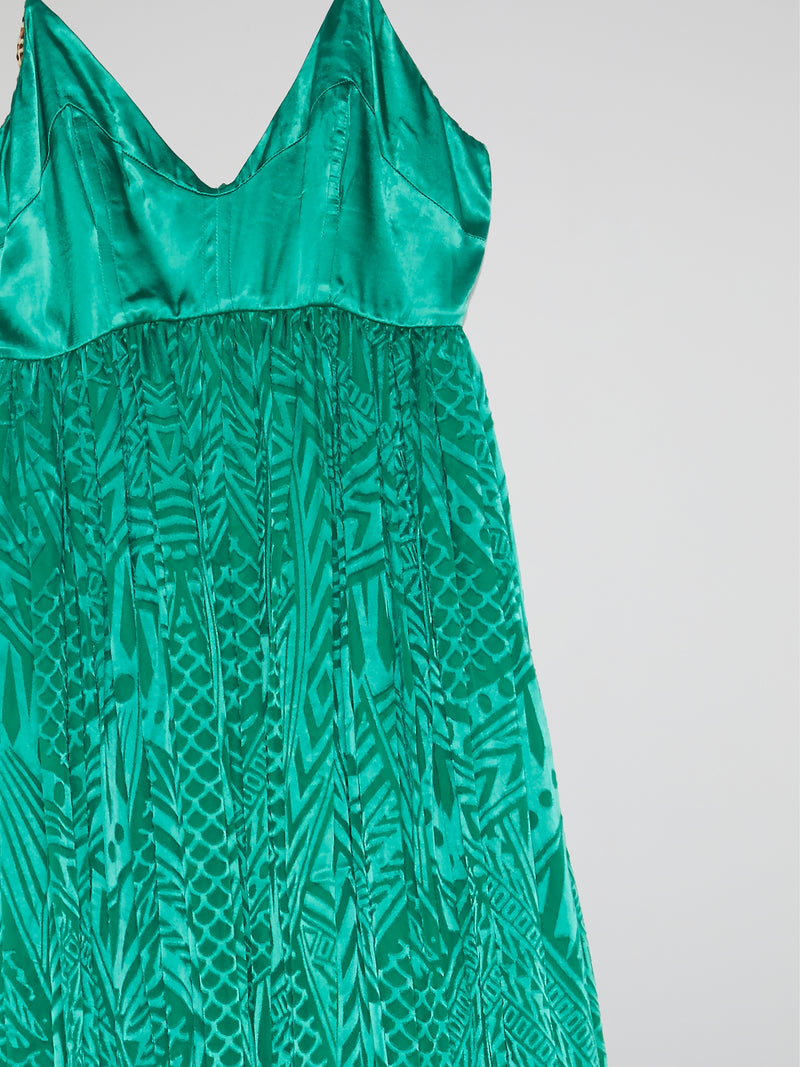Green Printed Empire Dress