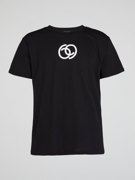 Black Logo Print Crewneck T-Shirt