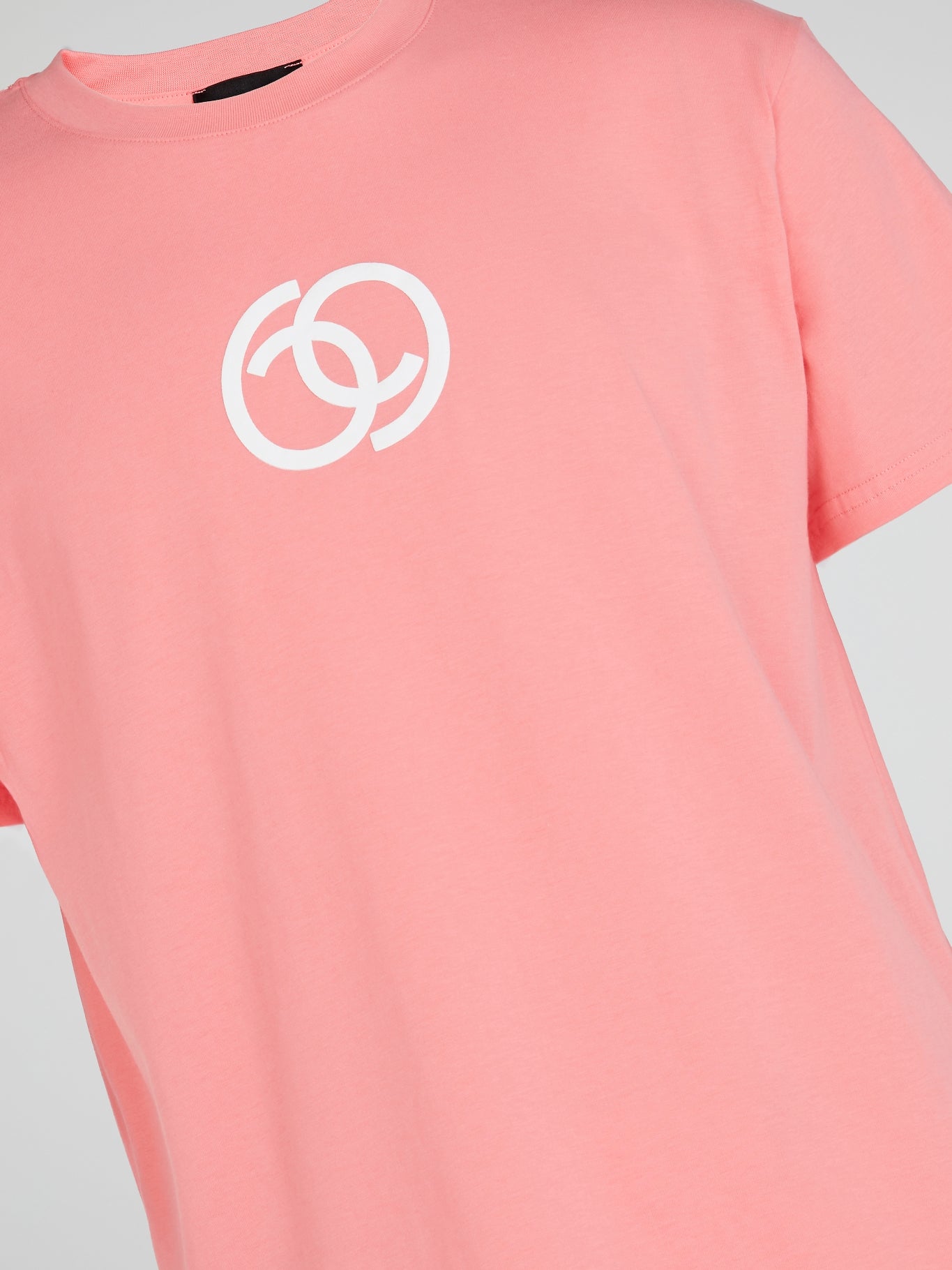 Pink Logo Print Crewneck T-Shirt