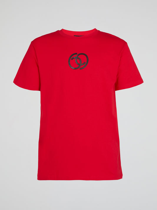 Red Logo Print Crewneck T-Shirt
