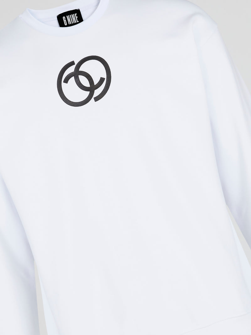 White Logo Cotton Sweatshirt