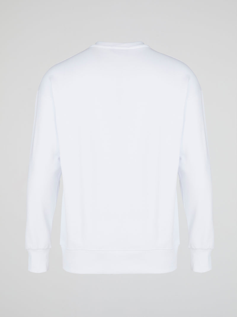 White Logo Cotton Sweatshirt