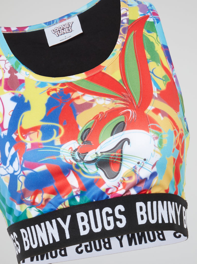 Bugs Bunny Abstract Print Sports Bra