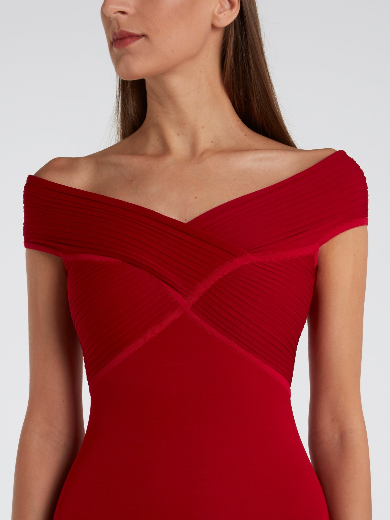 Red Off-The-Shoulder Maxi Dress