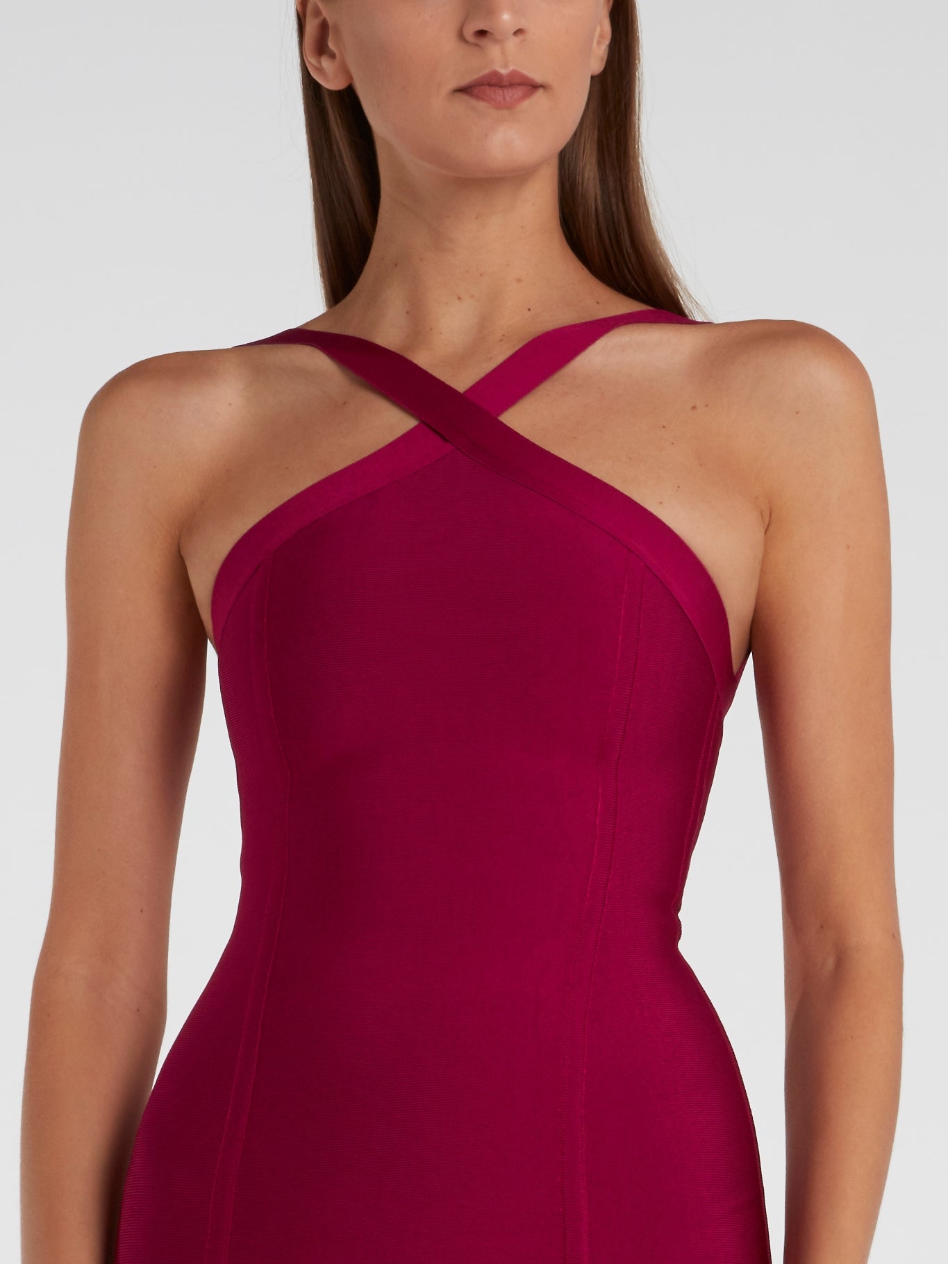 Herv L. Leroux Burgundy Halter Neck Bodycon Dress Herv L. Leroux Burgundy Halter Neck Bodycon Dress