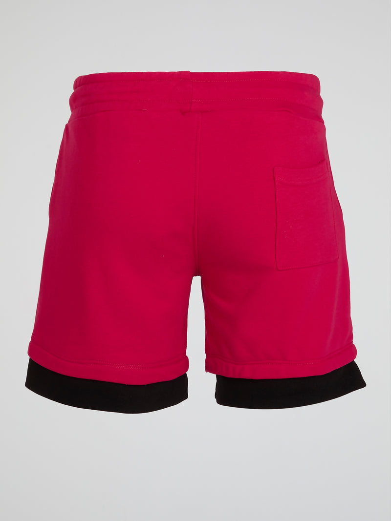 Red Overlay Hem Shorts
