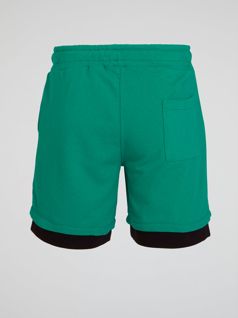 Green Overlay Hem Shorts