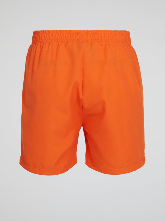 Orange Elasticized Waistband Shorts