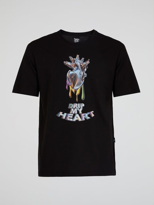 Drip My Heart Black Crewneck T-Shirt