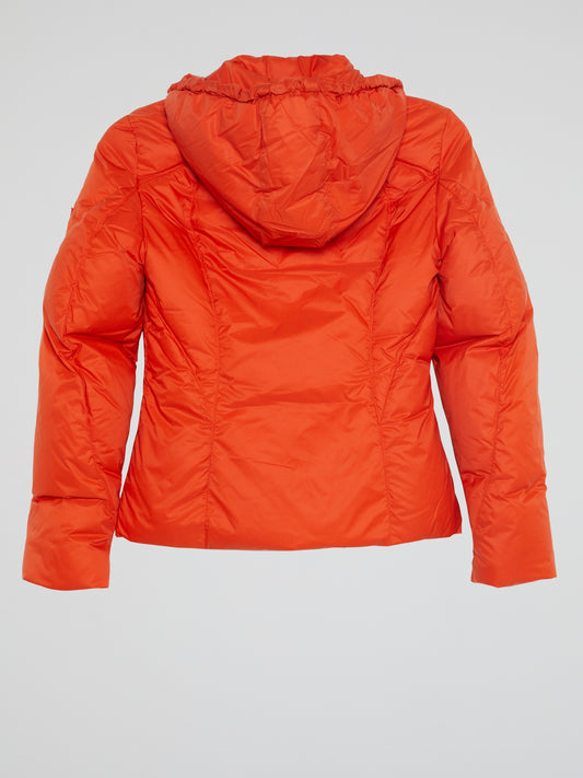 Orange Zip-Up Down Jacket