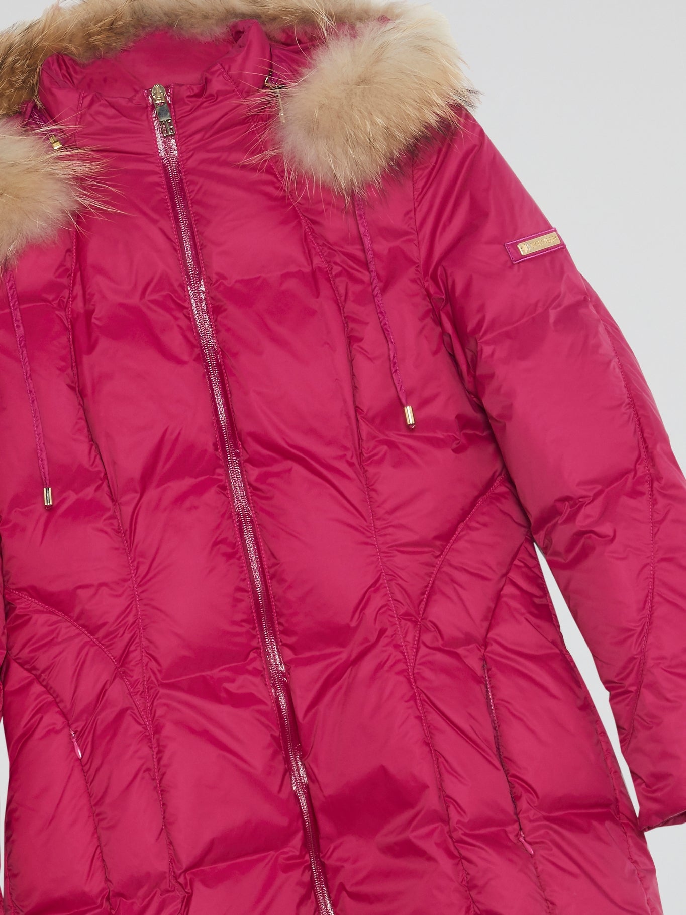 Pink Zip-Up Quilted Parka