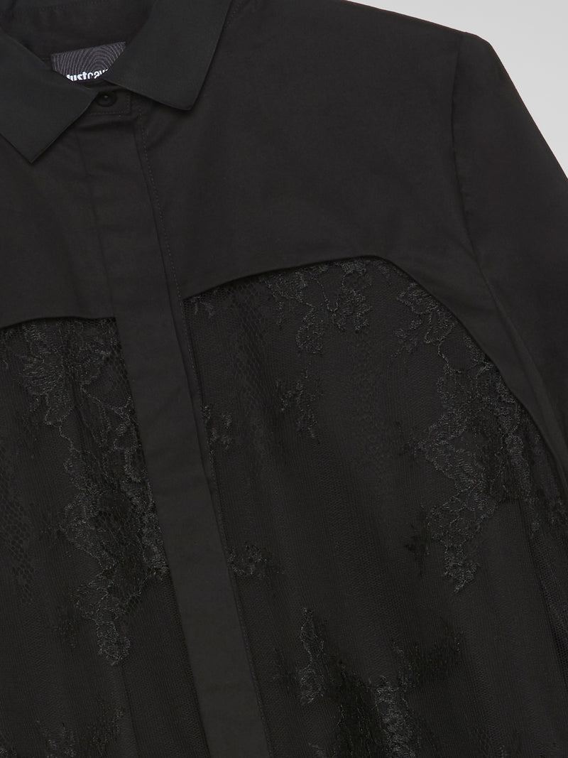 Black Lace Overlay Shirt