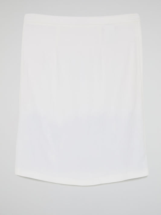 White Pleat Panel Skirt