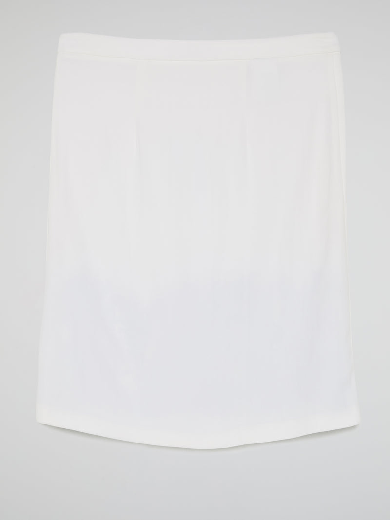 White Pleat Panel Skirt