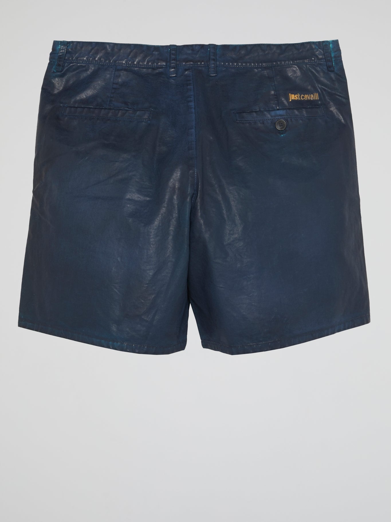 Navy Leather Shorts