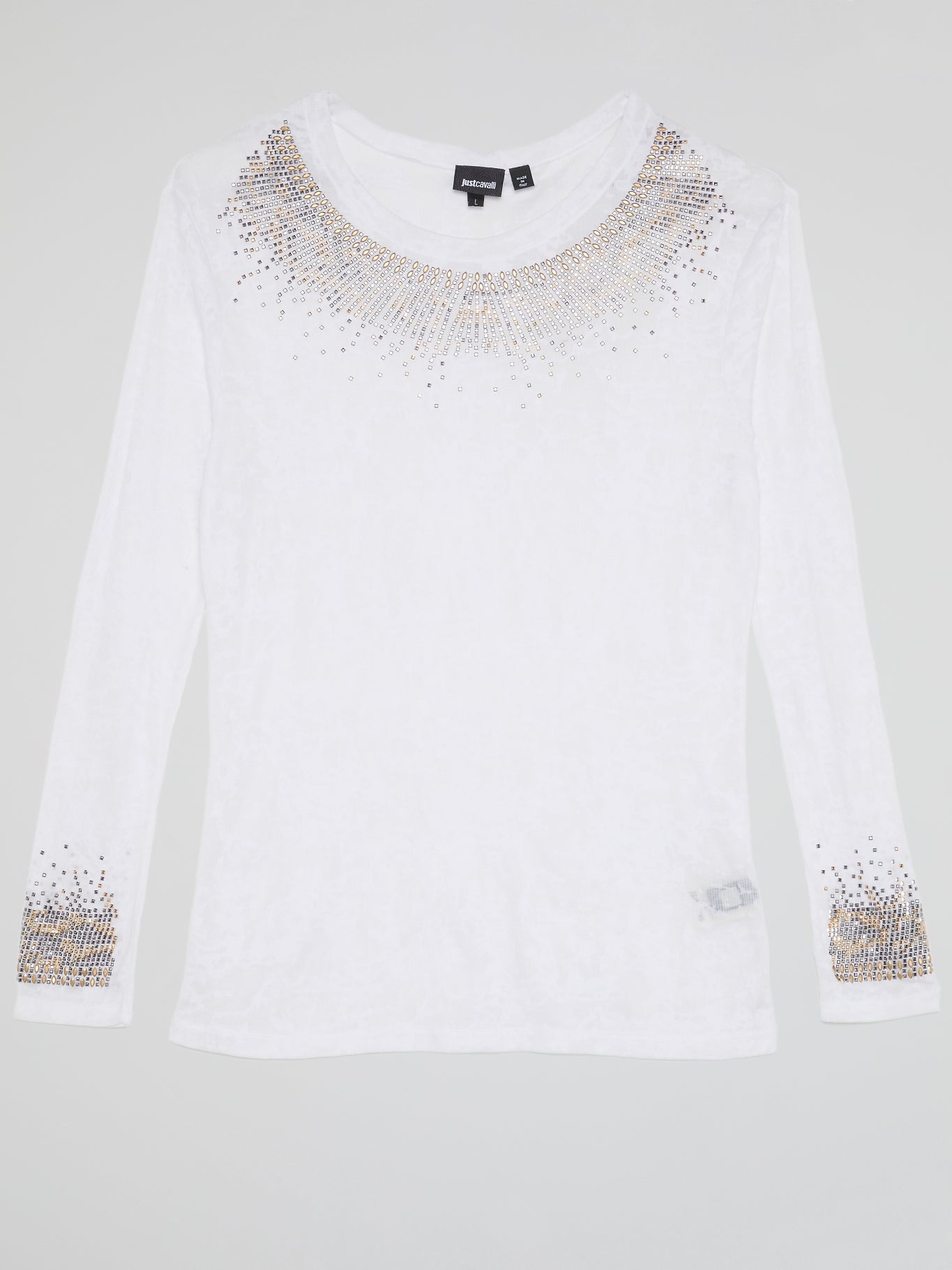 White Studded Long Sleeve Top