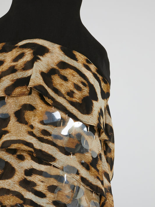 Leopard Print Layered Mini Dress