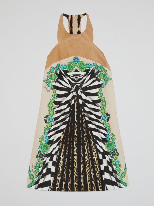 Pattern Print Halter Neck Dress