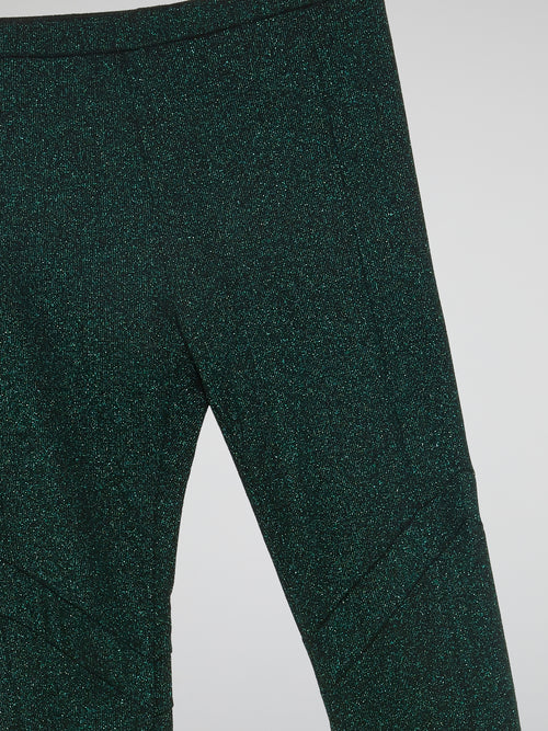 Green Glitter Fabric Leggings