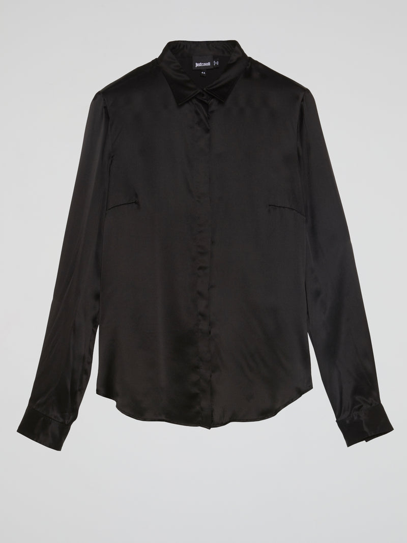 Black Long Sleeve Silk Shirt