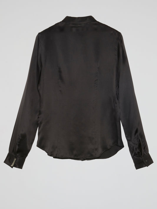 Black Long Sleeve Silk Shirt