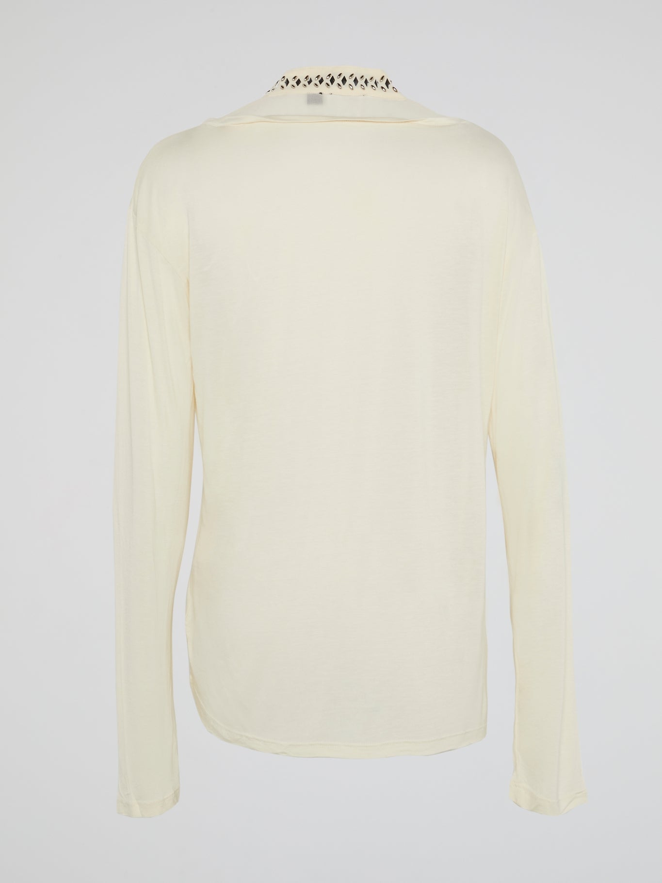 White Studded Collar Long Sleeve Top