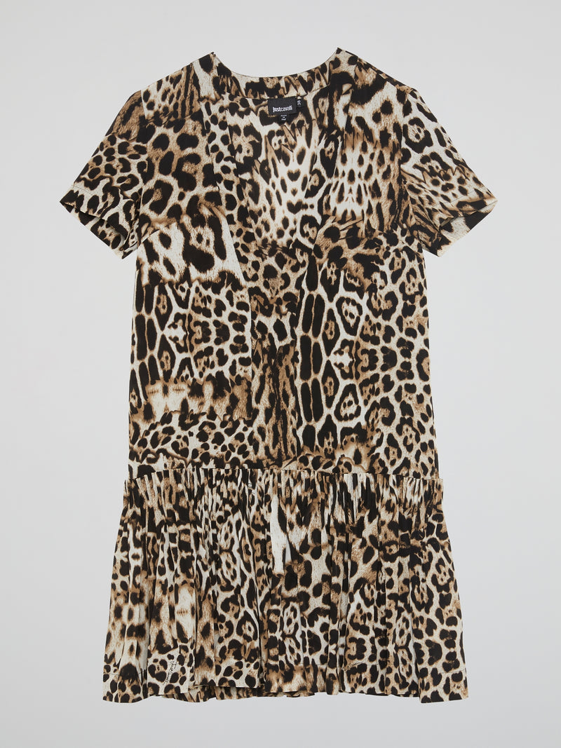 Leopard Print Frill Hem Dress