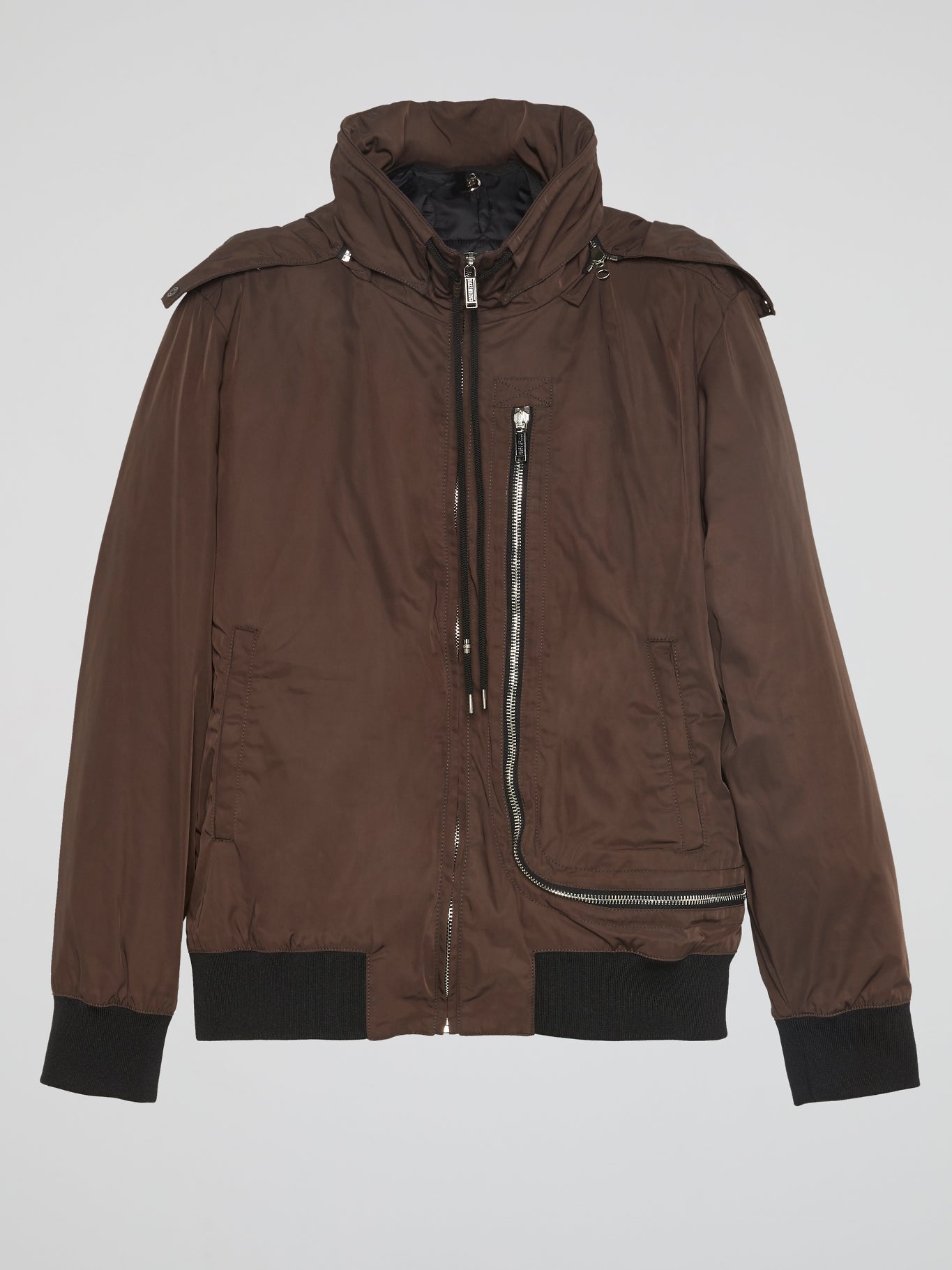 Brown Zipper-Detail Jacket