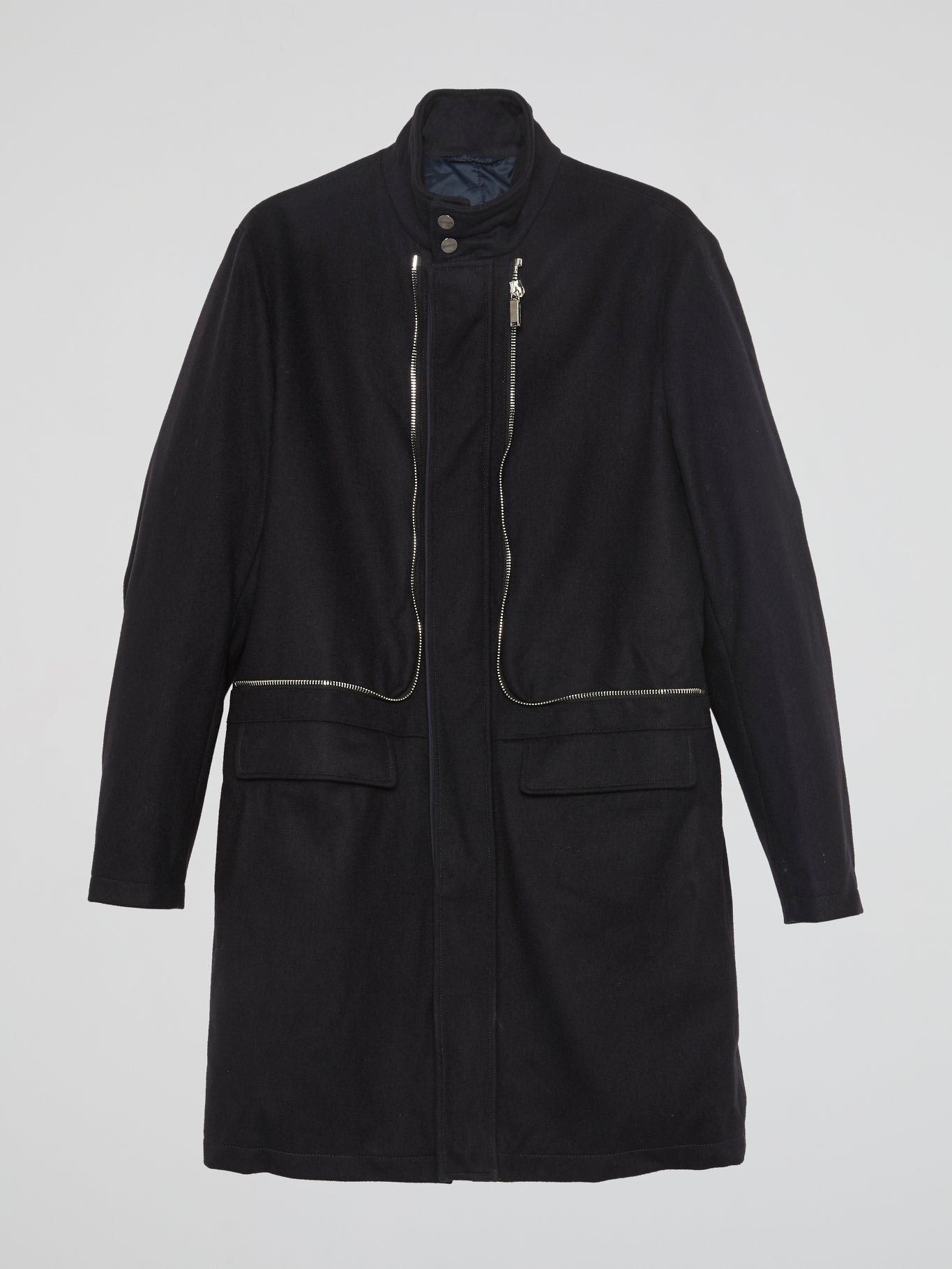 Black Zip-Up Trench Coat