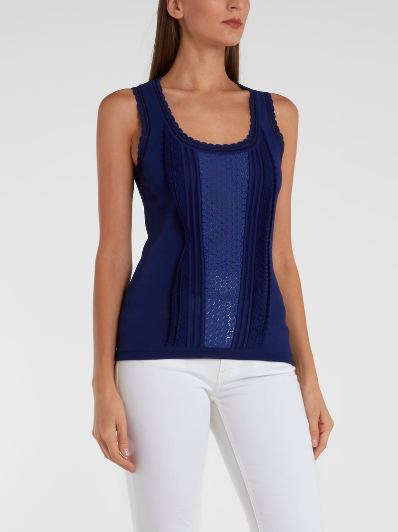 Navy Knitted Tank Top