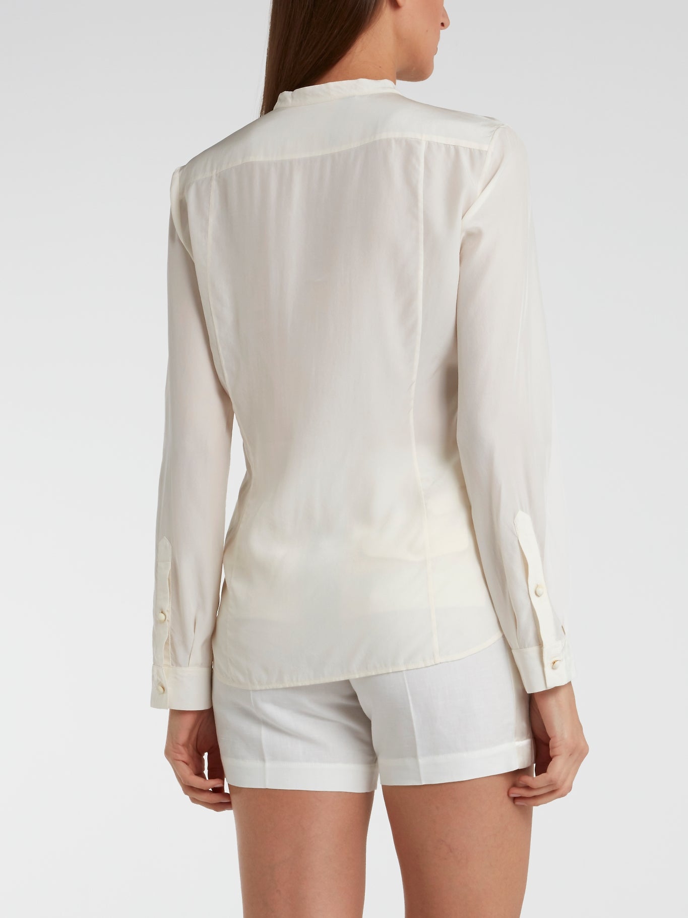 White Button Up Perforated Blouse