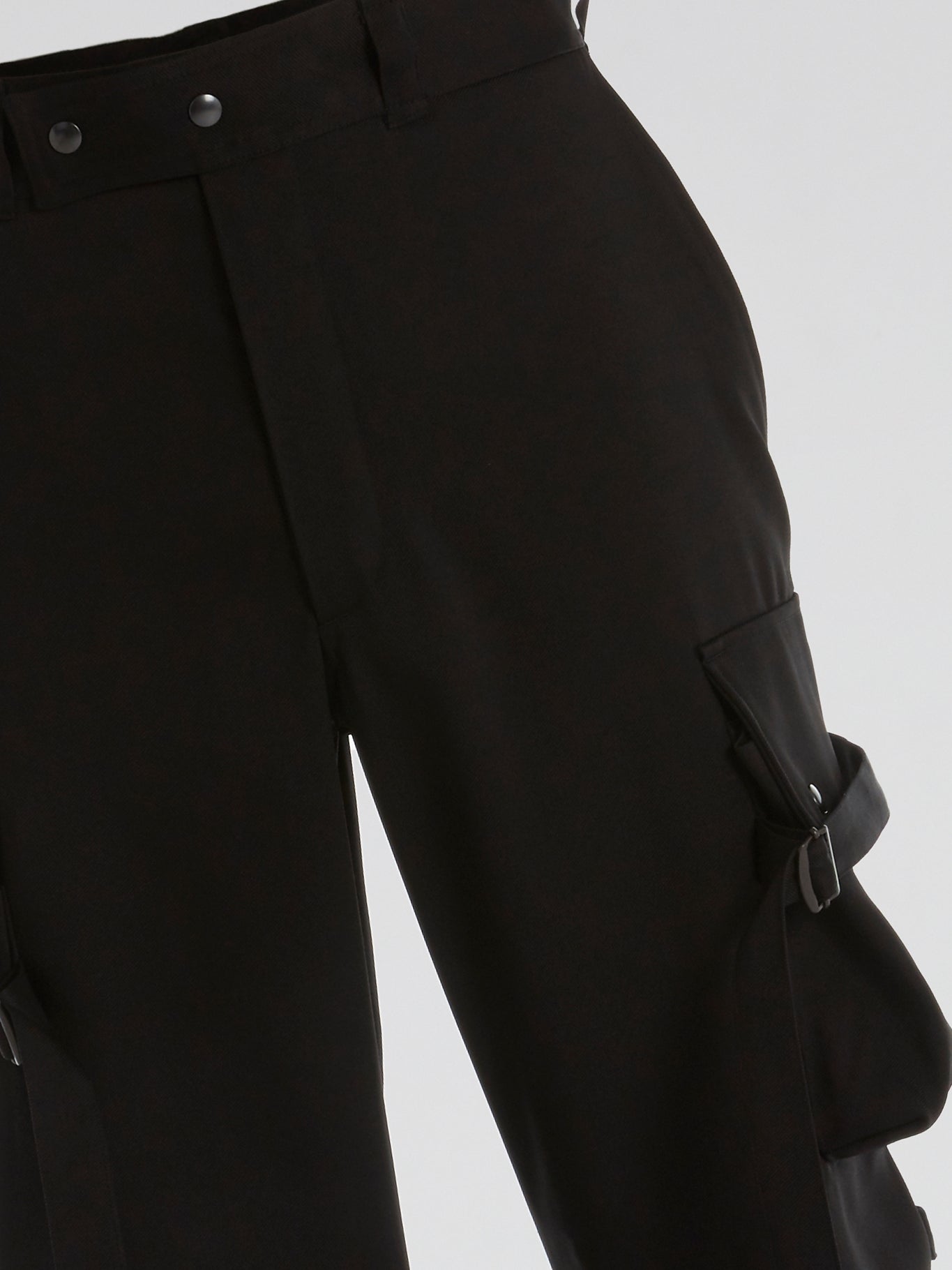 Black Strap Detail Cargo Pants