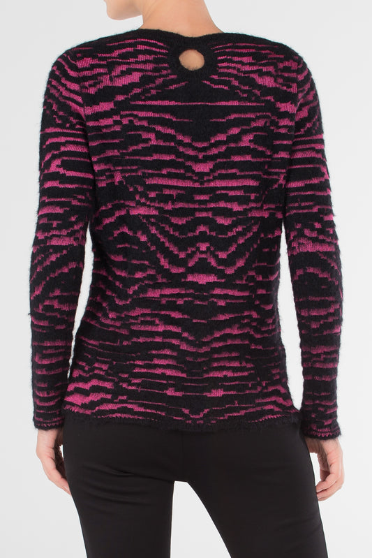 Pink Panel Knitted Long Sleeve Top