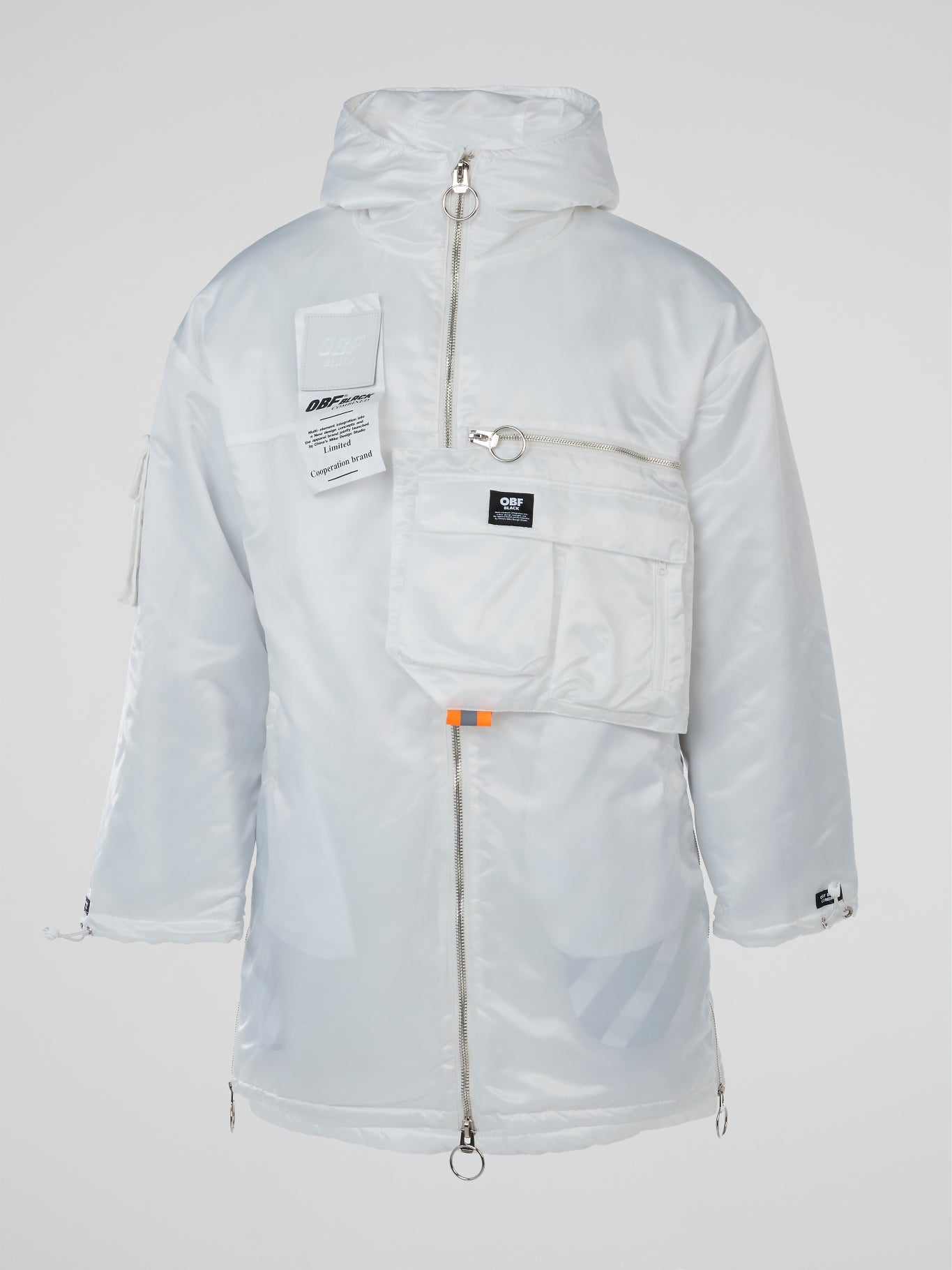 White Satin Hooded Parka Coat