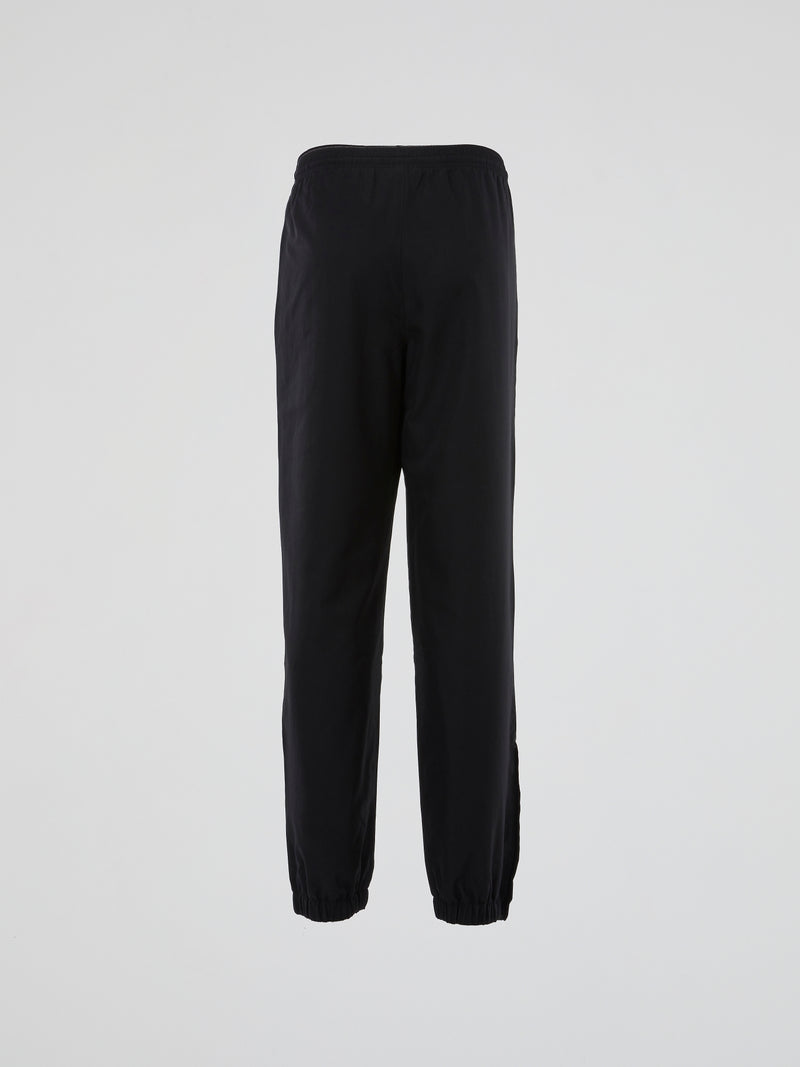 Black Ribbed Waistband Track Trousers