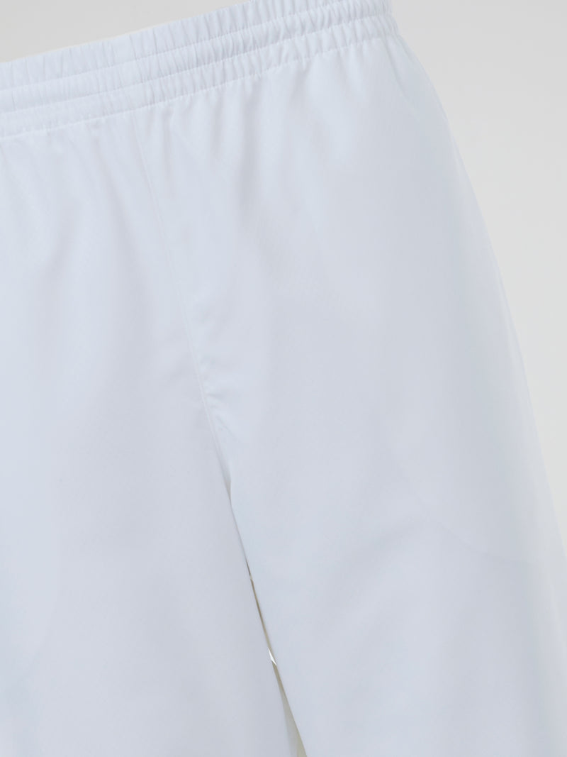 White Ribbed Waistband Track Trousers