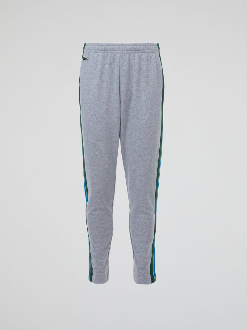 Grey Side Contrast Tape Track Trousers