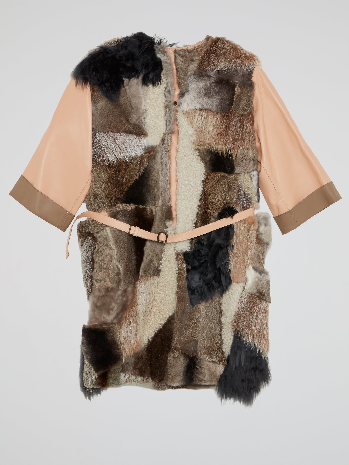 Patchwork Fur Trench Coat