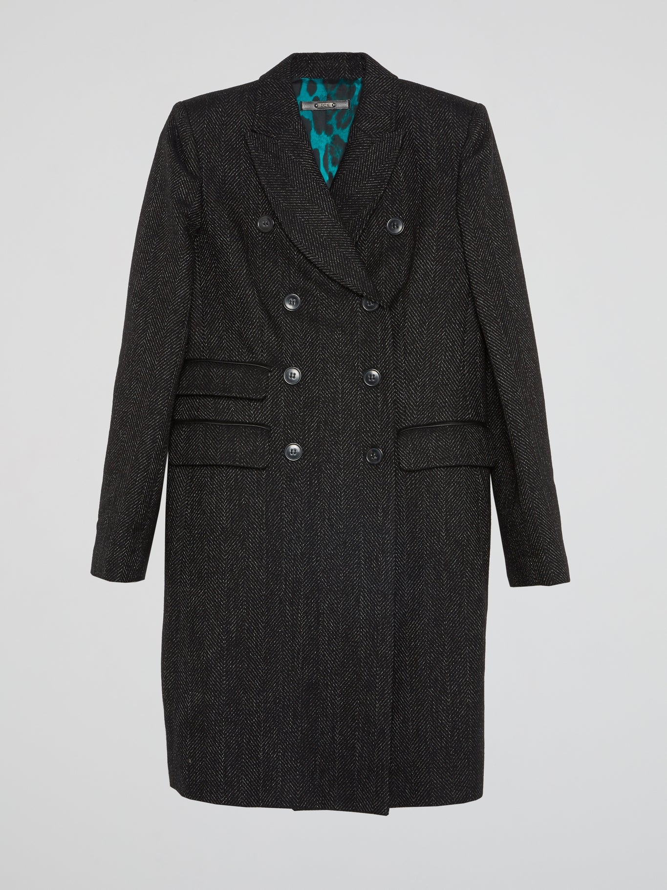 Chevron Double-Breasted Trench Coat